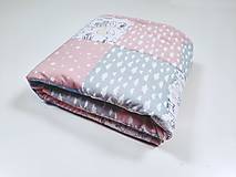 Detský textil - Ružovo-mentolová patchworková deka 120*90cm - 13468614_