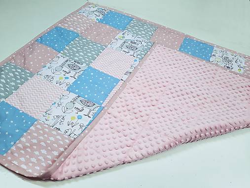 Ružovo-mentolová patchworková deka 120*90cm