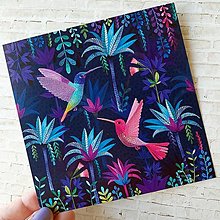 Papier - Trblietaví kolibríci - pohľadnica s glitrami - 13470684_