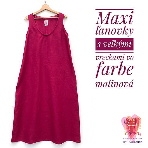 Šaty - Maxi ľanové šaty s veľkými vreckami - 13468803_