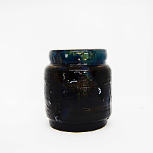 Dekorácie - Čierno-modrá váza - 13470216_