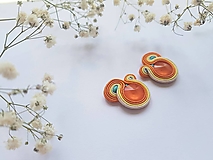 Náušnice - Kolorky Orange - soutache earring - ručne šité šujtášové náušnice - 13469925_