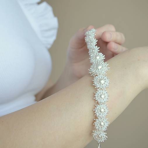 Unikátny svadobný perlový náramok(Ag925)