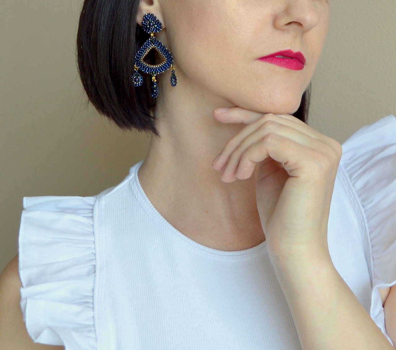 Boho geometrické náušnice (316L)*Modrý živec