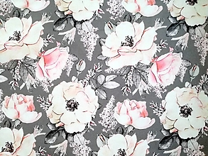 Textil - Bavlnený satén Pink Flowers - 13472540_