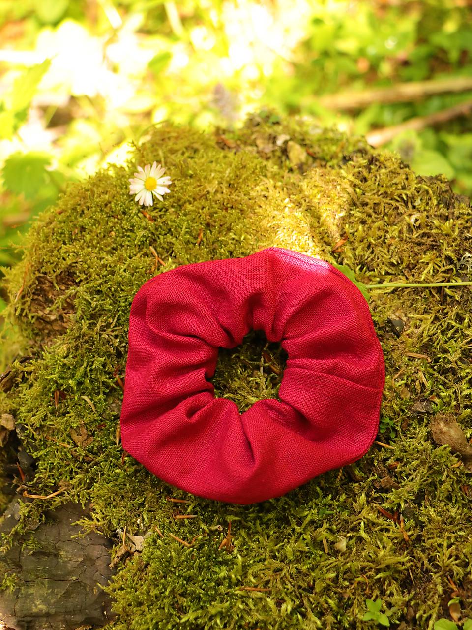 Scrunchies ľanová gumička (Červená)