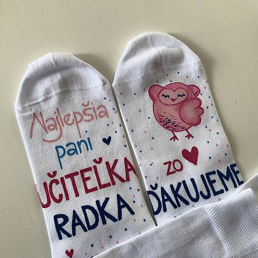 Maľované ponožky pre naj PANI UČITEĽKU (sovičiek)