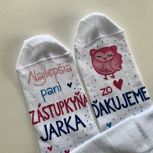 Maľované ponožky pre naj PANI UČITEĽKU (sovičiek)