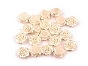 Korálky - Plastové korálky ružičky, 10 ks (smotanová) - 13471532_