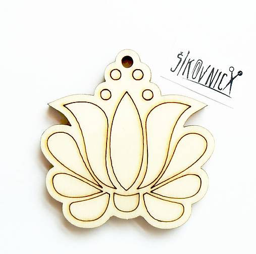 Výrez z preglejky - folk, kvet, 6,5 cm