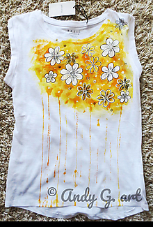 Topy, tričká, tielka - Ručnemaľované tričko - " Kvetované " - 13475006_