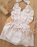 Detské oblečenie - Vtáča - dievčenské ľanové šaty s volánmi a mašľou (horčicová) - 13475931_