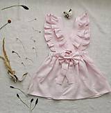 Detské oblečenie - Vtáča - dievčenské ľanové šaty s volánmi a mašľou (mango) - 13475934_