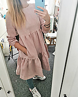 Šaty - Dámske riasené ľanové šaty - Stehlík  (prašná ružová) - 13475954_