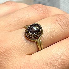 Prstene - Bronze Filigree Blue Sandstone Ring / Filigránový prsteň s modrým slnečným kameňom - 13477124_