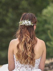 Ozdoby do vlasov - Zelený kvetinový hrebienok do vlasov - 13476651_