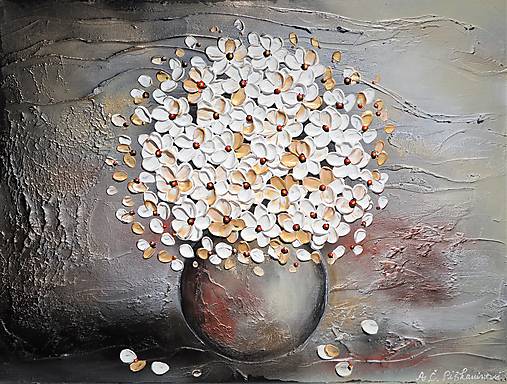 Obrazy - Kvetinky vo váze - 13477464_