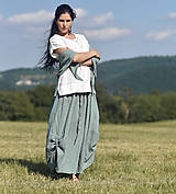 Topy, tričká, tielka - Lněná halenka bílá s vázačkou - 13476504_