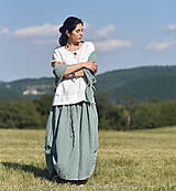 Topy, tričká, tielka - Lněná halenka bílá s vázačkou - 13476507_