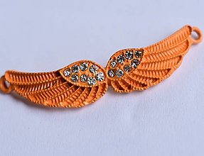 Komponenty - štrasový komponent Anjelské krídla (48 mm - Oranžová) - 13477939_