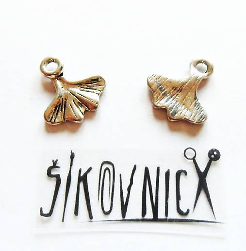 PR12 - kovový prívesok - list, ginkgo - 14x13 mm