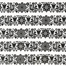 Textil - folk čierno-biely, 100 % bavlna, šírka 140 cm - 13479106_