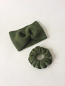 Ozdoby do vlasov - Set: čelenky a gumičky / 37 farieb (Zelená vojenská) - 13480288_