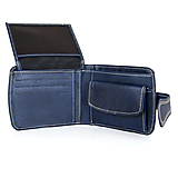 Peňaženky - Kožená dámska elegantná peňaženka, ručné tamponovaná, modrá farba - 13481234_