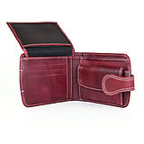 Peňaženky - Kožená dámska elegantná peňaženka, ručné tamponovaná, bordová farba - 13481239_