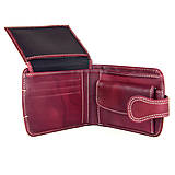 Peňaženky - Kožená dámska elegantná peňaženka, ručné tamponovaná, bordová farba - 13481241_