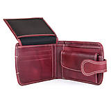Peňaženky - Kožená dámska elegantná peňaženka, ručné tamponovaná, bordová farba - 13481242_