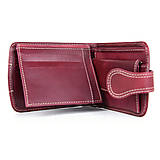 Peňaženky - Kožená dámska elegantná peňaženka, ručné tamponovaná, bordová farba - 13481243_