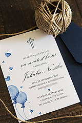 Pozvánka na krst "Modré balóniky"