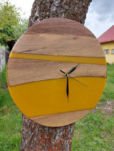 Hodiny - Horčicové nástenné hodiny - 13484517_