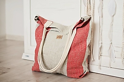 Veľké tašky - Lina (ľanová taška) červená - 13486843_