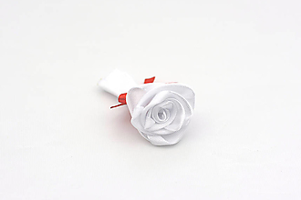 Svadobné pierka - Pierko bielo-červené ruža - 13485937_