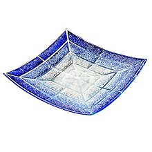 Nádoby - Misa dúhová - modrobiele črepové sklo 30 x 30 cm - 13485765_