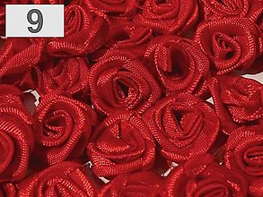 Galantéria - saténové ružičky 15mm (Červená) - 13487049_