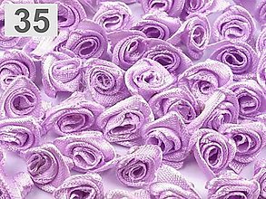 Galantéria - saténové ružičky 15mm (Fialová) - 13487099_