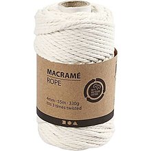 Úžitkový textil - Šnúra na macrame 4 mm x 55 m / rôzne farby CCH41475 (Biela) - 13485612_