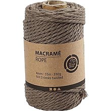 Úžitkový textil - Šnúra na macrame 4 mm x 55 m / rôzne farby CCH41475 (Béžová) - 13485616_