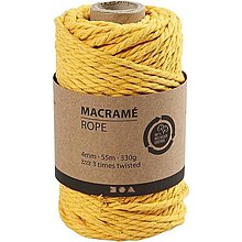Úžitkový textil - Šnúra na macrame 4 mm x 55 m / rôzne farby CCH41475 (Žltá) - 13485624_