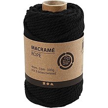 Úžitkový textil - Šnúra na macrame 4 mm x 55 m / rôzne farby CCH41475 (Čierna) - 13485626_