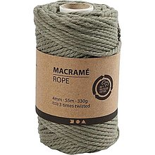 Úžitkový textil - Šnúra na macrame 4 mm x 55 m / rôzne farby CCH41475 (Zelená) - 13485627_