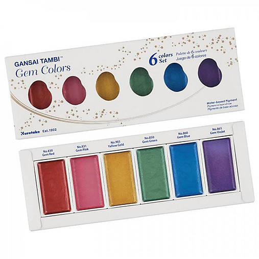 Akvarelové farby Kuretake Gansai Tambi: Gem colors