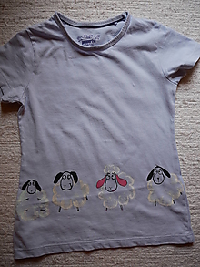 Detské oblečenie - maľované tričko s ovečkami - 13488790_