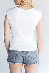Topy, tričká, tielka - Zavinovací predĺžený top (Biela) - 13488047_