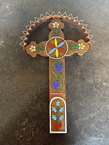 Dekorácie - Detviansky drevený vyrezávaný krížik - 13488449_