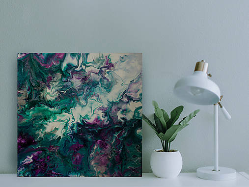 Obrazy - Chlad - abstraktný obraz - acrylic pouring - 13490566_