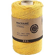 Úžitkový textil - Šnúra na macrame 2 mm x 198 m / rôzne farby CCH41476 (Žltá) - 13488722_